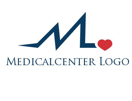 letter m heart beat logo