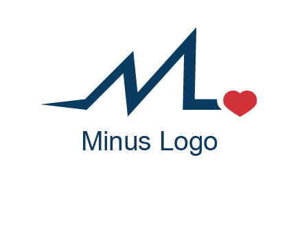 letter m heart beat logo