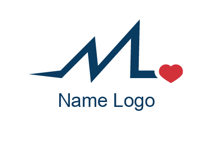 letter m heart beat logo