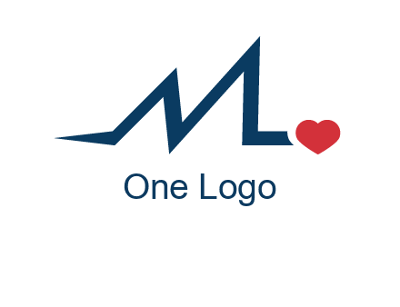 letter m heart beat logo
