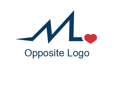 letter m heart beat logo