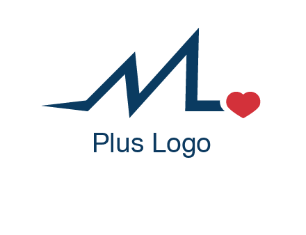 letter m heart beat logo