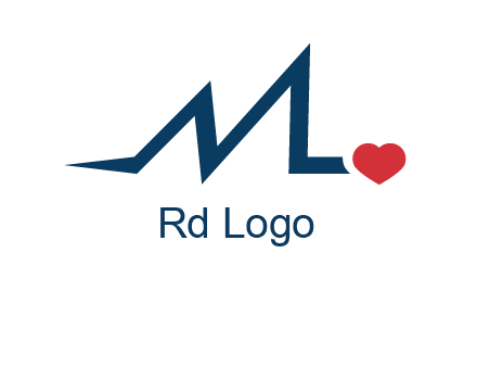 letter m heart beat logo