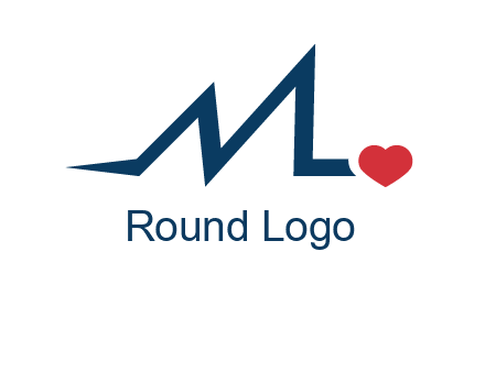 letter m heart beat logo