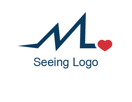 letter m heart beat logo