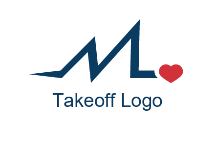 letter m heart beat logo