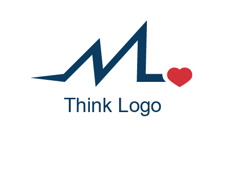letter m heart beat logo