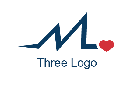 letter m heart beat logo