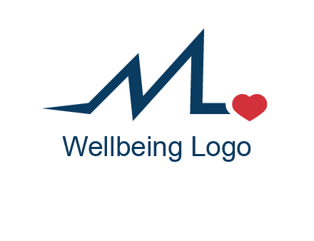 letter m heart beat logo