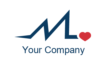 letter m heart beat logo