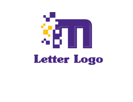 letter m pixels logo