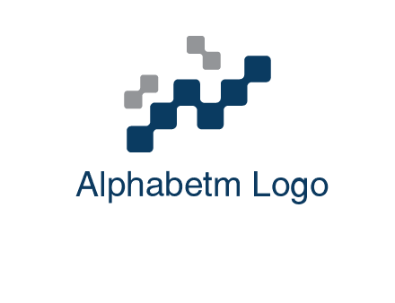 letter n creating square pixels connection logo