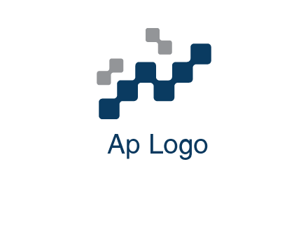 letter n creating square pixels connection logo