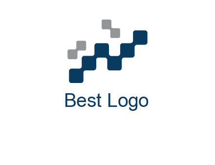 letter n creating square pixels connection logo