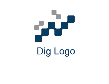 letter n creating square pixels connection logo
