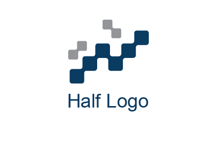 letter n creating square pixels connection logo