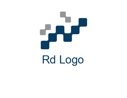 letter n creating square pixels connection logo