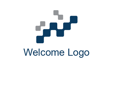 letter n creating square pixels connection logo