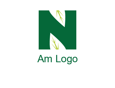 leaves letter n logo