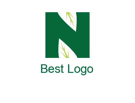 leaves letter n logo