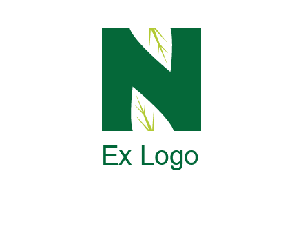 leaves letter n logo