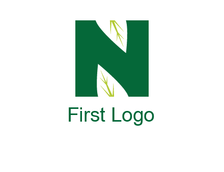 leaves letter n logo