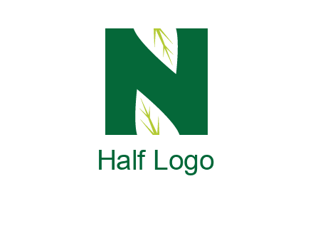 leaves letter n logo