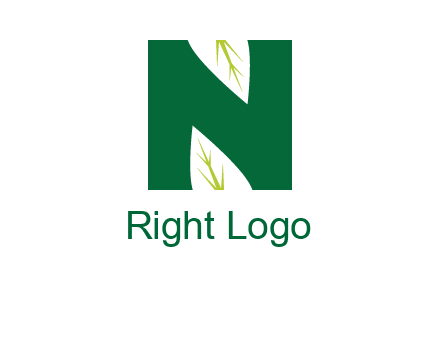 leaves letter n logo