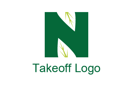 leaves letter n logo