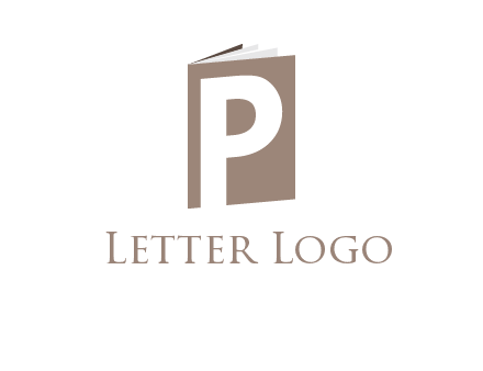 Letter p in front of book logo