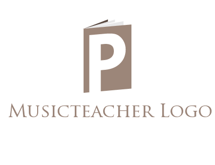 Letter p in front of book logo