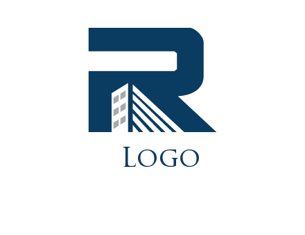 building in letter R logo