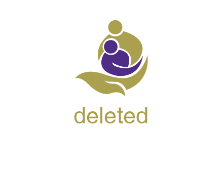 abstract mother and child on hand healthcare logo