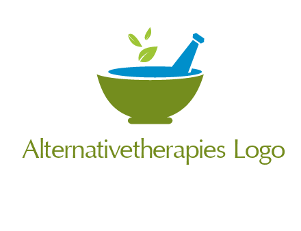 leaves in pestle mortar pharmacy logo