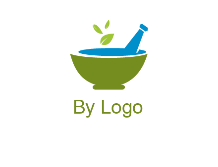 leaves in pestle mortar pharmacy logo