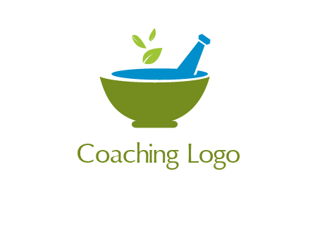 leaves in pestle mortar pharmacy logo