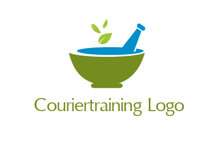 leaves in pestle mortar pharmacy logo
