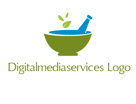 leaves in pestle mortar pharmacy logo