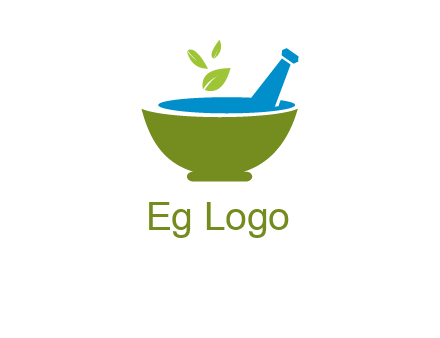 leaves in pestle mortar pharmacy logo