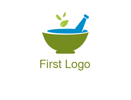 leaves in pestle mortar pharmacy logo
