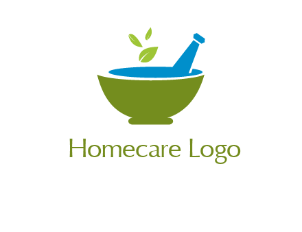 leaves in pestle mortar pharmacy logo