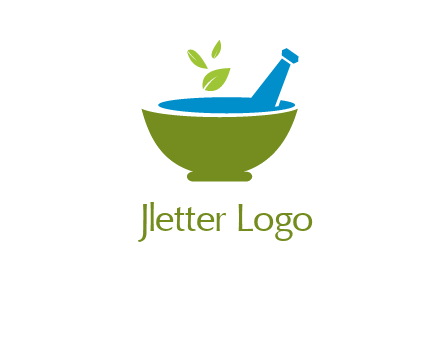 leaves in pestle mortar pharmacy logo