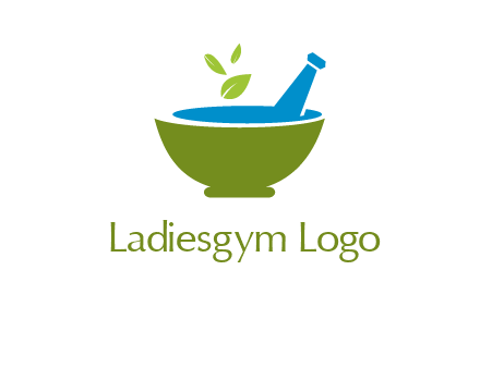 leaves in pestle mortar pharmacy logo