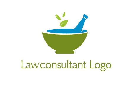 leaves in pestle mortar pharmacy logo
