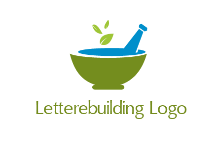 leaves in pestle mortar pharmacy logo