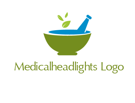leaves in pestle mortar pharmacy logo