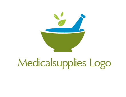 leaves in pestle mortar pharmacy logo