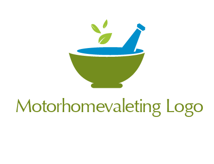 leaves in pestle mortar pharmacy logo