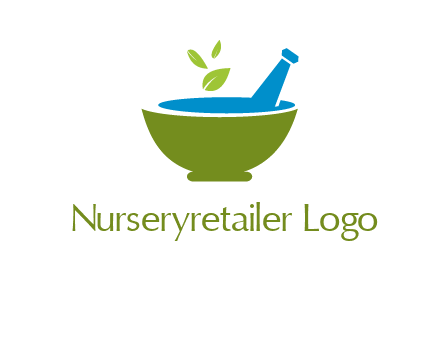 leaves in pestle mortar pharmacy logo