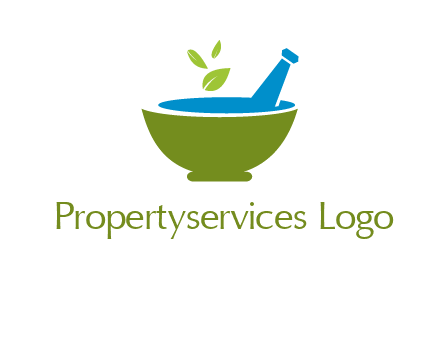 leaves in pestle mortar pharmacy logo
